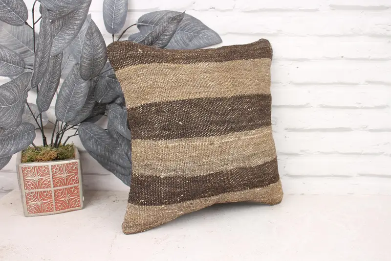 Handmade Kilim Cushion, Retro Cushion Case, 14x14 Beige Pillow Cover, Pillow for Sofa, Pillow, Outdoor Pillow Case, Custom Pillow, Home Decor Pillow - 3