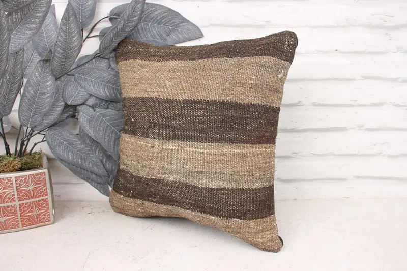 Handmade Kilim Cushion, Retro Cushion Case, 14x14 Beige Pillow Cover, Pillow for Sofa, Pillow, Outdoor Pillow Case, Custom Pillow, Home Decor Pillow - 4