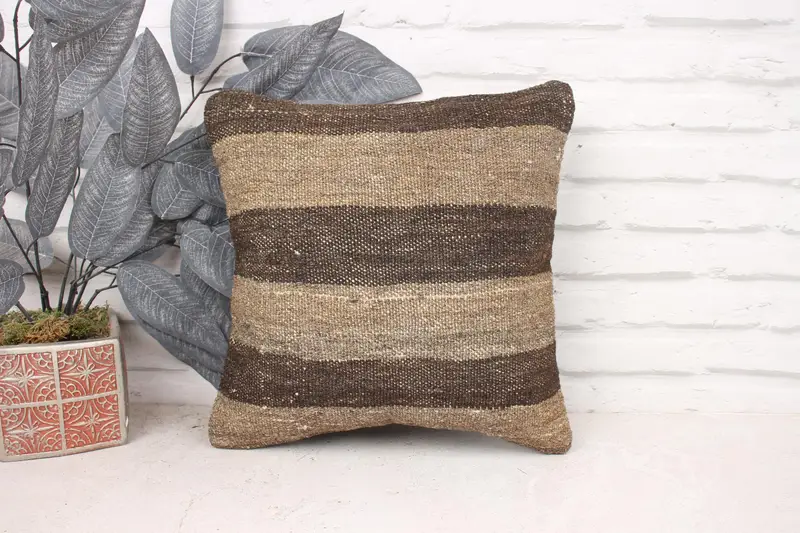 Handmade Kilim Cushion, Retro Cushion Case, 14x14 Beige Pillow Cover, Pillow for Sofa, Pillow, Outdoor Pillow Case, Custom Pillow, Home Decor Pillow - 1