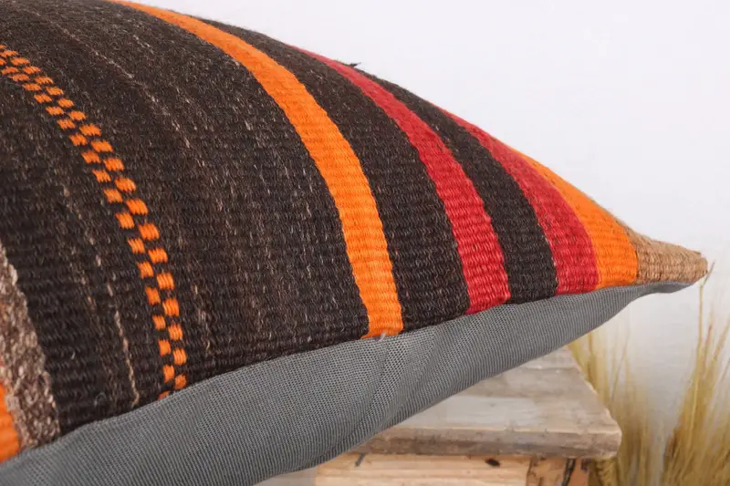 Aesthetic Cushion Case, Cushion, Boho Pillow Sham Cover, 20x20 Brown Pillow Case, Turkish Bench Cushion Case, Vintage Kilim Pillow, Gift Pillow - 6
