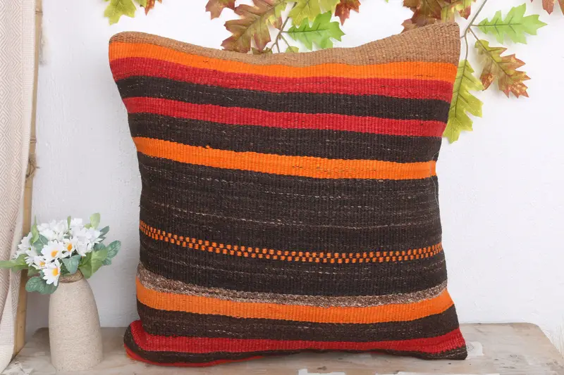 Aesthetic Cushion Case, Cushion, Boho Pillow Sham Cover, 20x20 Brown Pillow Case, Turkish Bench Cushion Case, Vintage Kilim Pillow, Gift Pillow - 2