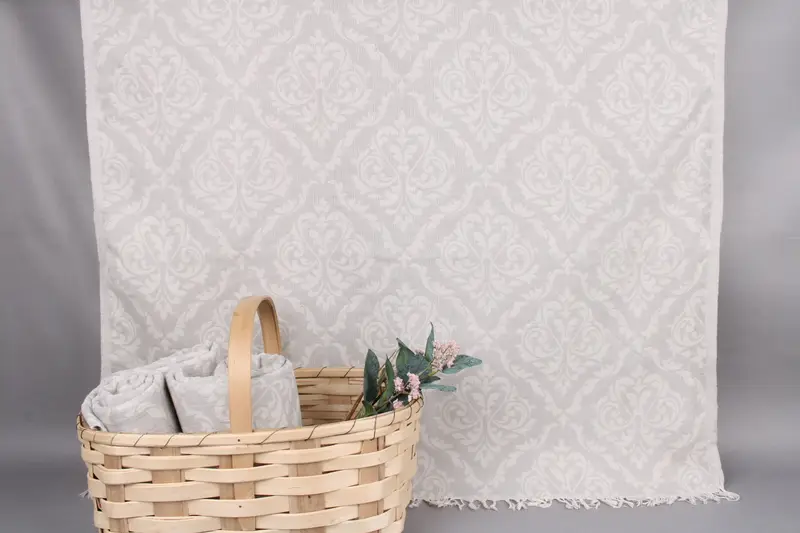 Beach Towel Monogrammed Turkish Cotton Light Gray, 36x67 Inches