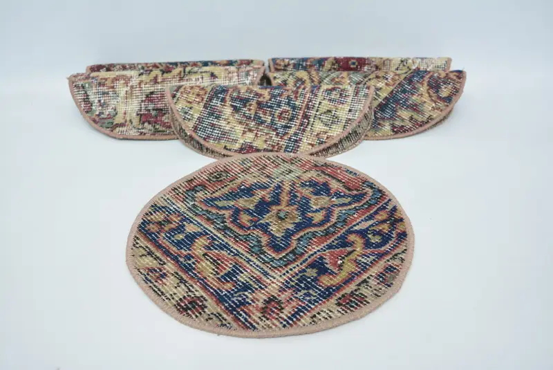 Elegant Blue and Beige Circle Placemat, Premium Service Rug Placemat