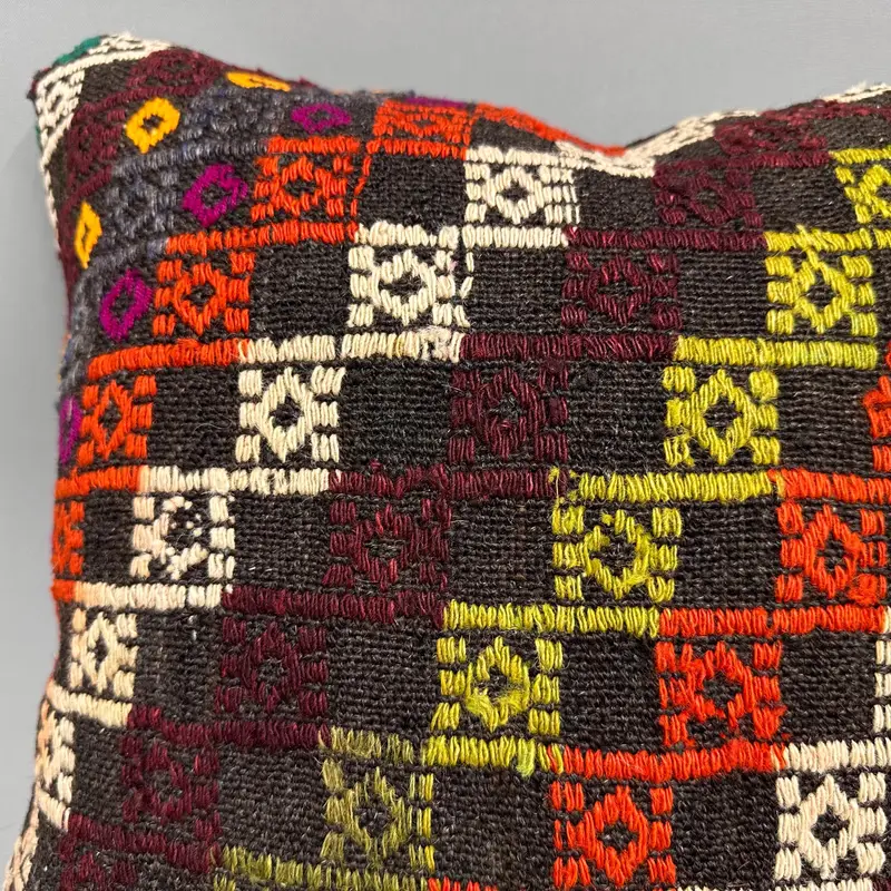 18x18 White Pillow Sham, Pillow for Sofa, Armchair Pillow Cover, Pillow Case, Outdoor Patio Cushion Case, Kilim Cushion Sham, Turkish Kilim Pillow - 5