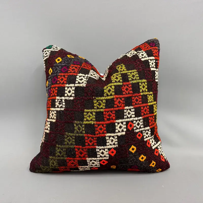 18x18 White Pillow Sham, Pillow for Sofa, Armchair Pillow Cover, Pillow Case, Outdoor Patio Cushion Case, Kilim Cushion Sham, Turkish Kilim Pillow - 1