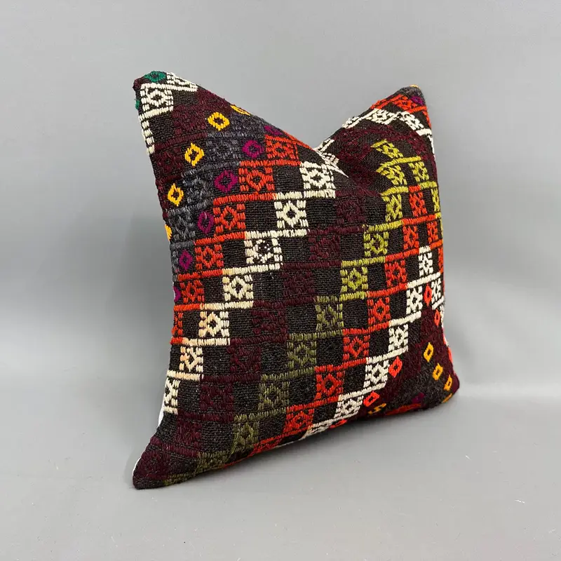 18x18 White Pillow Sham, Pillow for Sofa, Armchair Pillow Cover, Pillow Case, Outdoor Patio Cushion Case, Kilim Cushion Sham, Turkish Kilim Pillow - 2