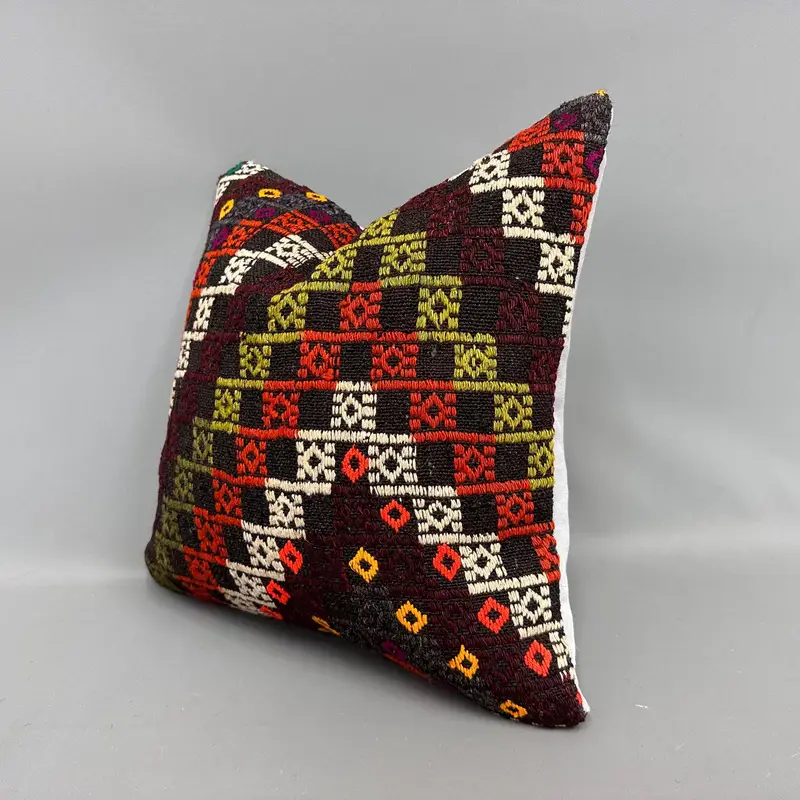 18x18 White Pillow Sham, Pillow for Sofa, Armchair Pillow Cover, Pillow Case, Outdoor Patio Cushion Case, Kilim Cushion Sham, Turkish Kilim Pillow - 3