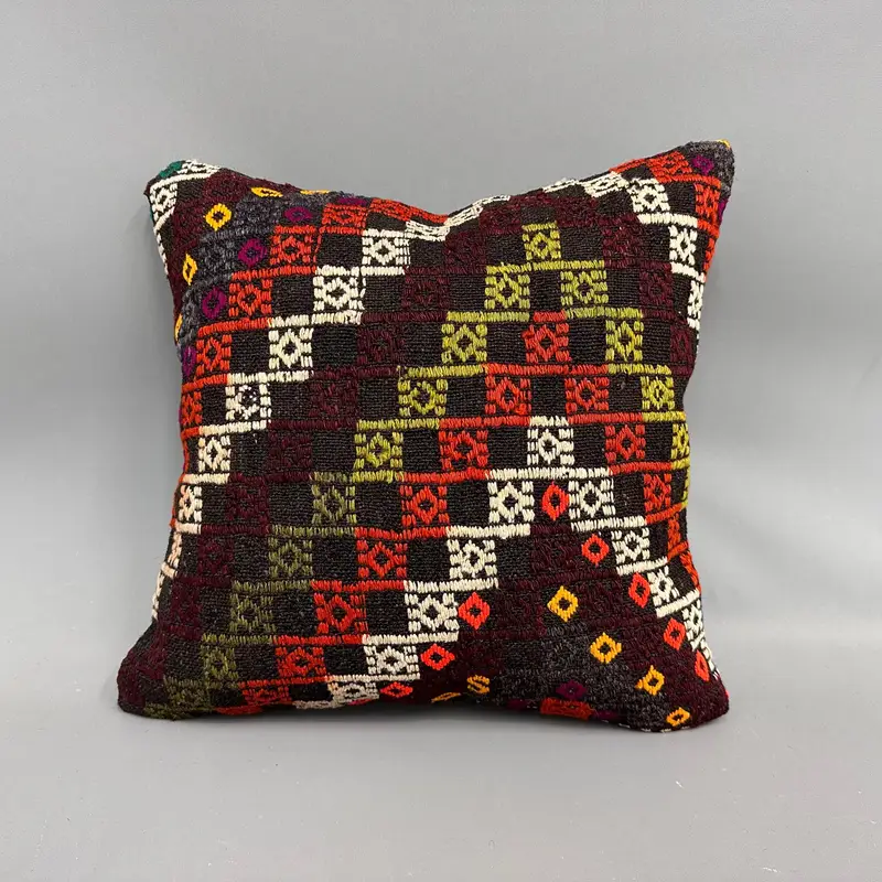 18x18 White Pillow Sham, Pillow for Sofa, Armchair Pillow Cover, Pillow Case, Outdoor Patio Cushion Case, Kilim Cushion Sham, Turkish Kilim Pillow - 4