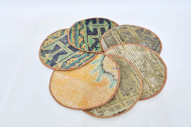 エレガントなブルーとグリーンのプレースマット、プレミアム耐熱テーブルデコレーション