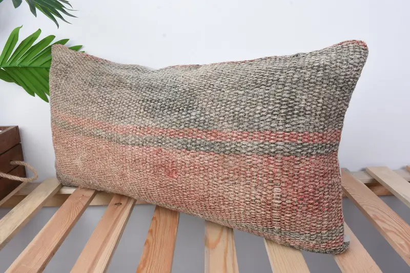 Pillow for Sofa, Authentic Cushion, Cushion Cover, Natural Cushion Case, Turkish Kilim Pillow, Home Decor Pillow, 12x24 Red Cushion - 4
