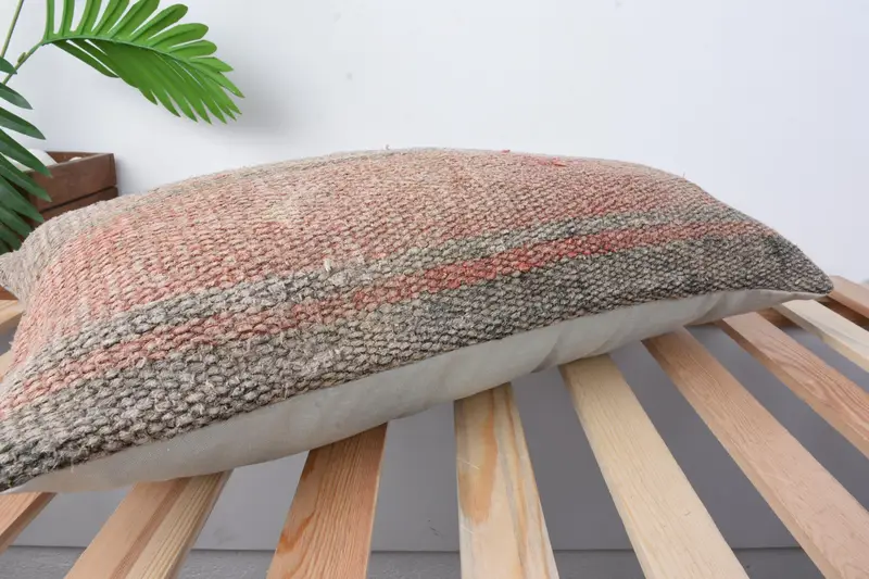 Pillow for Sofa, Authentic Cushion, Cushion Cover, Natural Cushion Case, Turkish Kilim Pillow, Home Decor Pillow, 12x24 Red Cushion - 6
