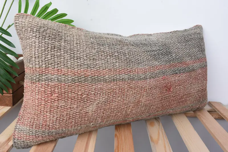 Pillow for Sofa, Authentic Cushion, Cushion Cover, Natural Cushion Case, Turkish Kilim Pillow, Home Decor Pillow, 12x24 Red Cushion - 5