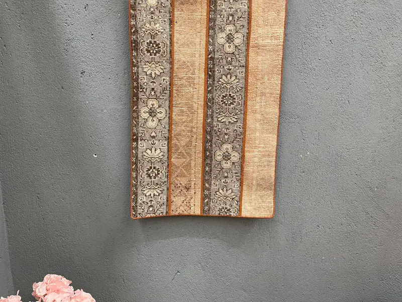 Alfombra vintage de 2,1x3,3 pies, alfombra turca pequeña, alfombra de lana maciza naranja marrón - 1
