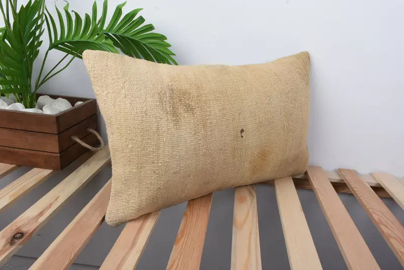 Cushion Case, Pillow for Couch, Toss Pillow Case, Interior Designer Pillow, Vintage Pillow, Yoga Pillow, 12x20 Beige Cushion, Vintage Kilim Pillow - 4