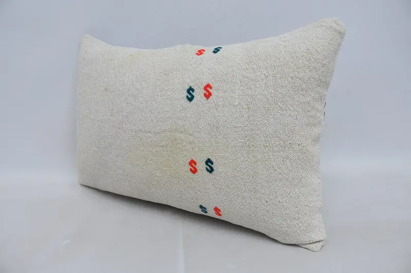 16x24 White Pillow Sham, Ethnical Kilim Rug Pillow, Antique Pillows, Pillow, Ikat Cushion Cover, Boho Pillow Sham Cover - 4