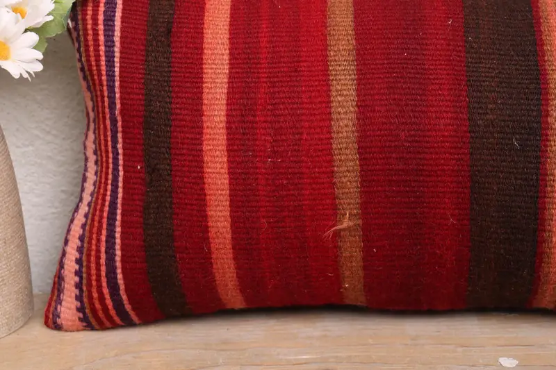 Vintage Pillow, 8x16 Red Pillow Cover, Muted Pillow Sham, Pillow, Turkish Kilim Pillow, Antique Pillows, Oriental Cushion, Ottoman Pillow - 3