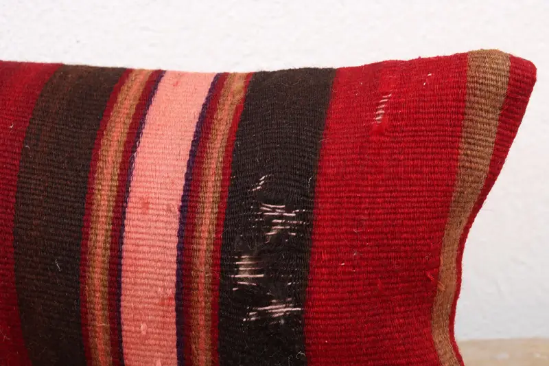 Vintage Pillow, 8x16 Red Pillow Cover, Muted Pillow Sham, Pillow, Turkish Kilim Pillow, Antique Pillows, Oriental Cushion, Ottoman Pillow - 5