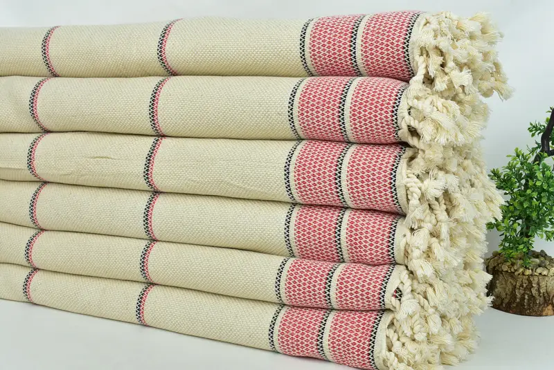 Best Friend Gift, Woven Blanket, 104x96 Cotton Striped Towel, Turkish Tablecloth, Bridal Shower Gift, Wedding Anniversary Gift, Monogram Blanket - 3