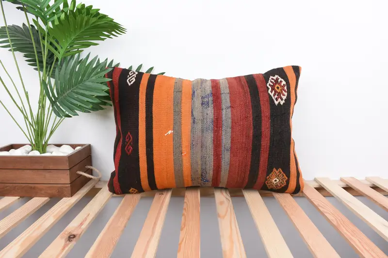 Kilim Pillow Cover, Kilim Pillow, Ethnical Kilim Rug Pillow, Cushion Cover, 16x24 Red Pillow Sham, Tapestry Cushion, Authentic Cushion Cover - 1