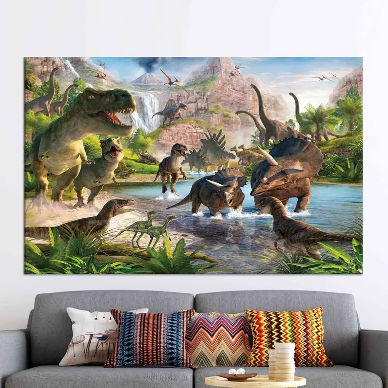 芸術的な恐竜キャンバス: 恐竜愛好家の男の子の部屋のための鮮やかな装飾
