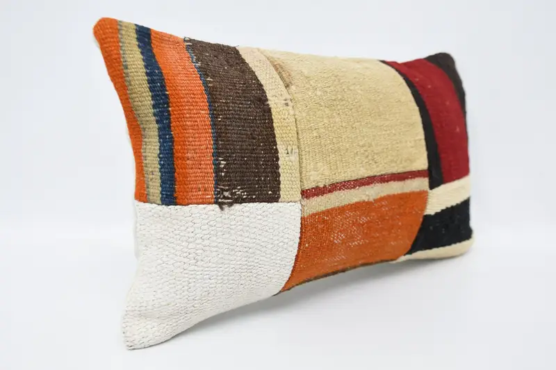 Kilim Pillow Cover, Vintage Kilim Throw Pillow, 12x20 Beige Cushion Case, Throw Kilim Pillow, Pillow Cover, Ethnic Throw Pillow Sham - 3