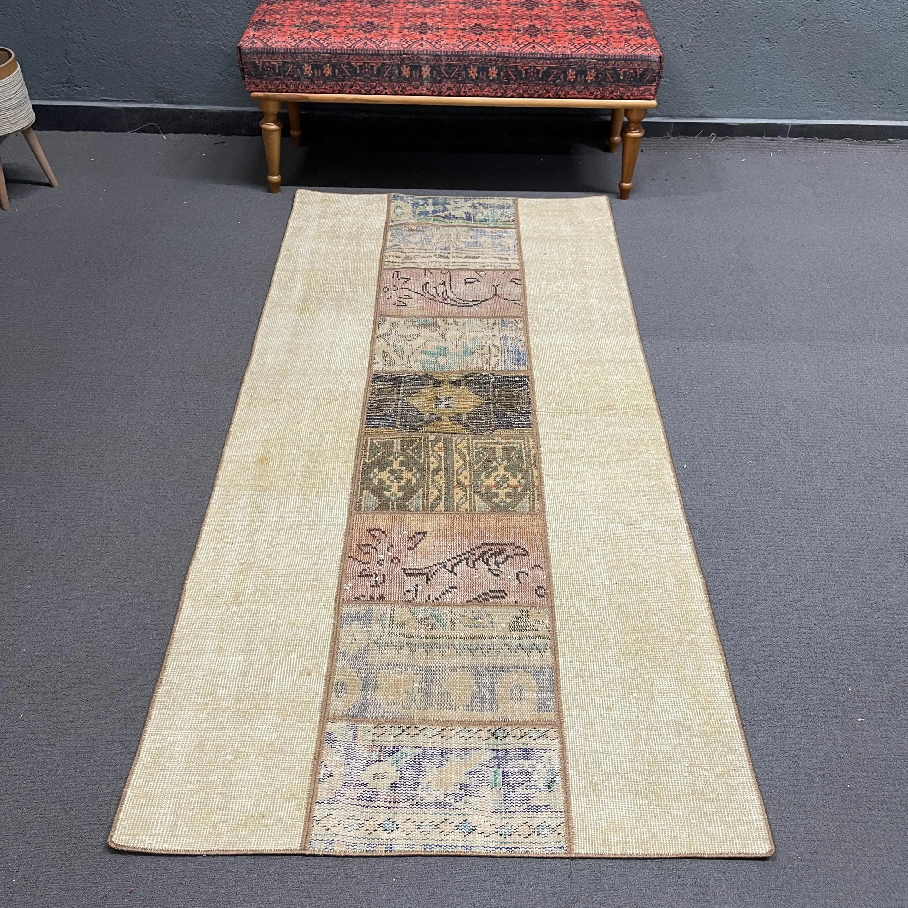 3.2x6.9 ft Türk Halısı, Accent Vintage Halı, Bej Kamuflaj Halı - 1