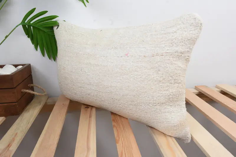 Traditional Cushion Cover, 12x20 White Pillow, Natural Pillow, Pillow Sham, Kilim Pillow, Pillow for Couch, Home Decor Pillow - 5