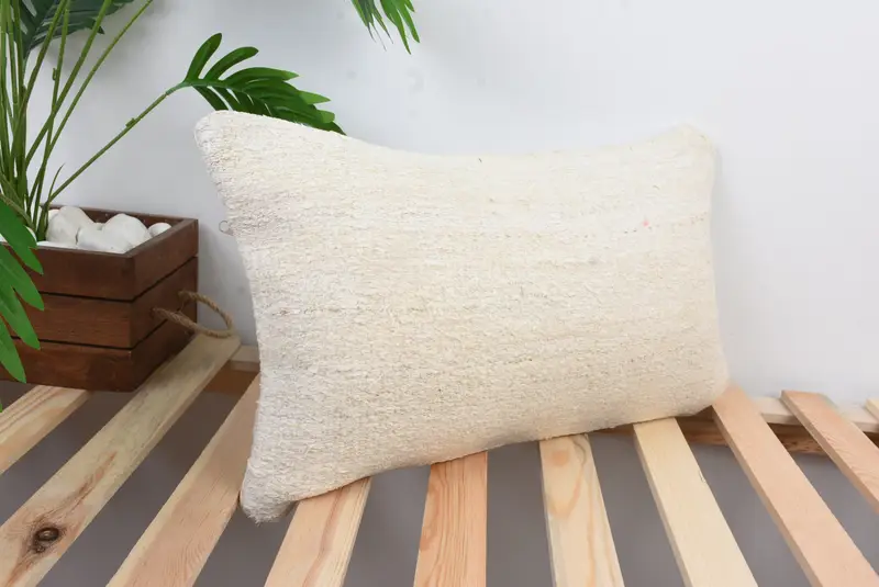 Traditional Cushion Cover, 12x20 White Pillow, Natural Pillow, Pillow Sham, Kilim Pillow, Pillow for Couch, Home Decor Pillow - 4