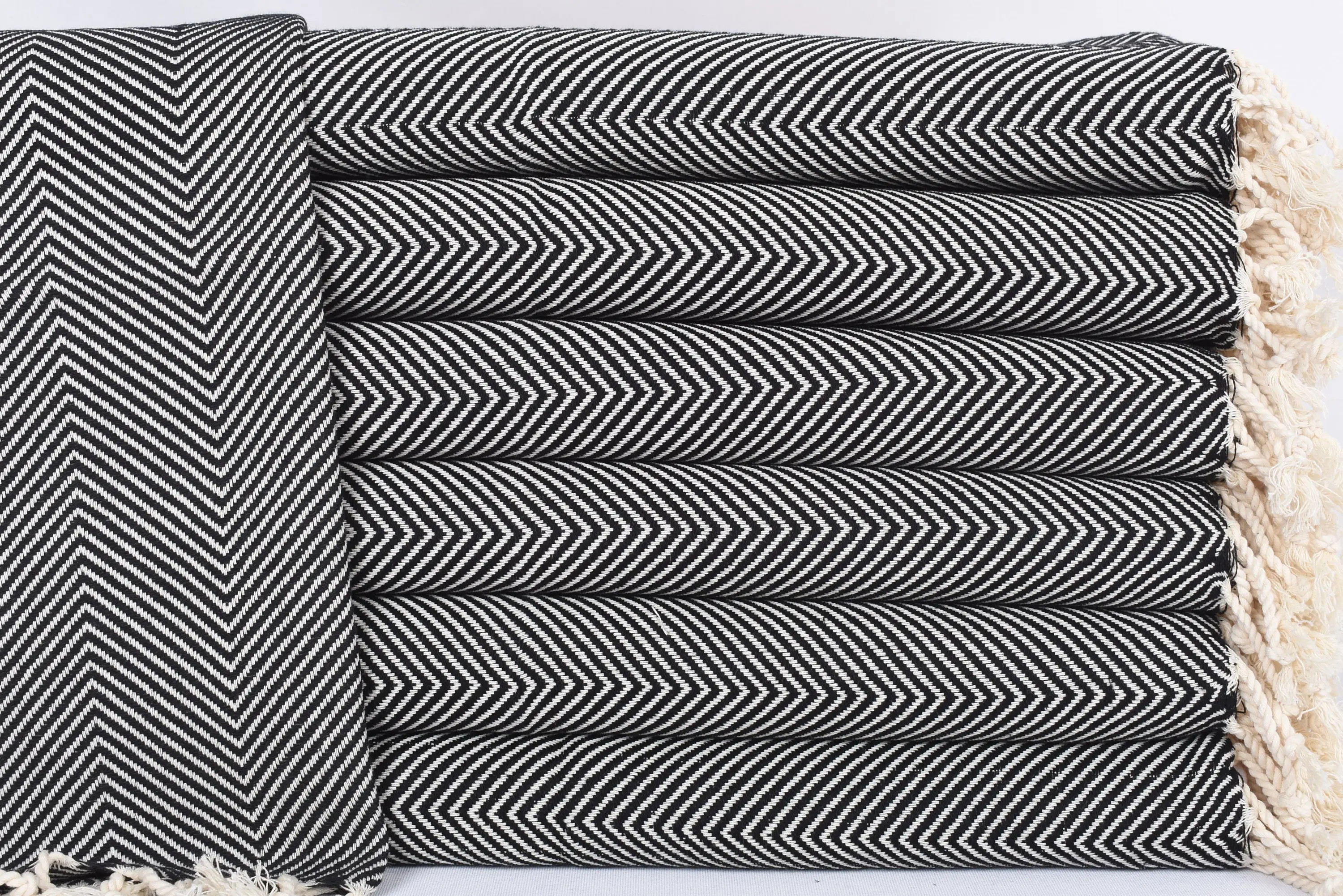 Small Bath Towels, Black Herringbone Tea Towel, 40x20 Inches - 1