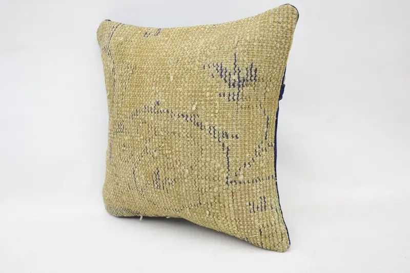 Kilim Pillow, Pillow, Pet Pillow, 14x14 Beige Pillow Case, Vintage Pillow, Ottoman Pillow Sham, Pillow for Sofa, Natural Pillow Sham - 3