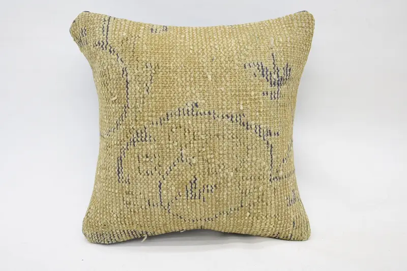 Kilim Pillow, Pillow, Pet Pillow, 14x14 Beige Pillow Case, Vintage Pillow, Ottoman Pillow Sham, Pillow for Sofa, Natural Pillow Sham - 4