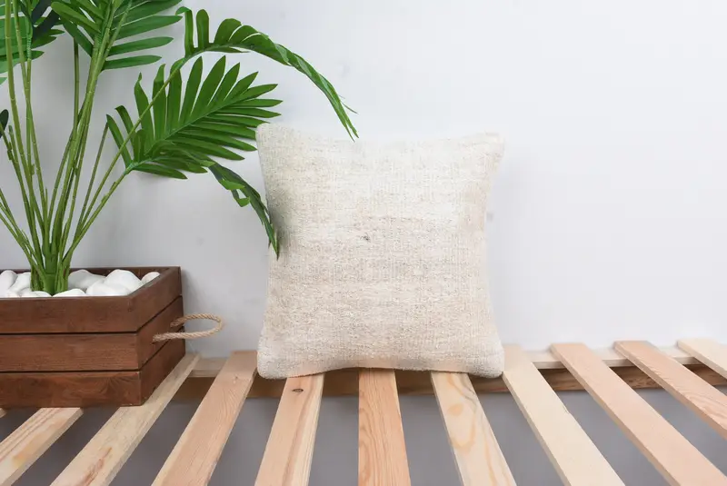 Authentic Pillow Sham, Christmas Cushion, Patio Pillow Sham, Gift Pillow, 12x12 White Pillow Sham, Pillow Sham, Boho Pillow, Kilim Pillow Cover - 1