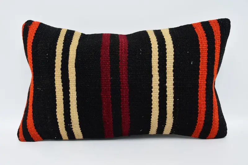 12x20 Black Pillow Cover, Boho Throw Cushion Cover, Turkish Kilim Pillow, Vintage Pillow, Cushion Case, Vintage Kilim Pillow, Couch Cushion Cover - 1