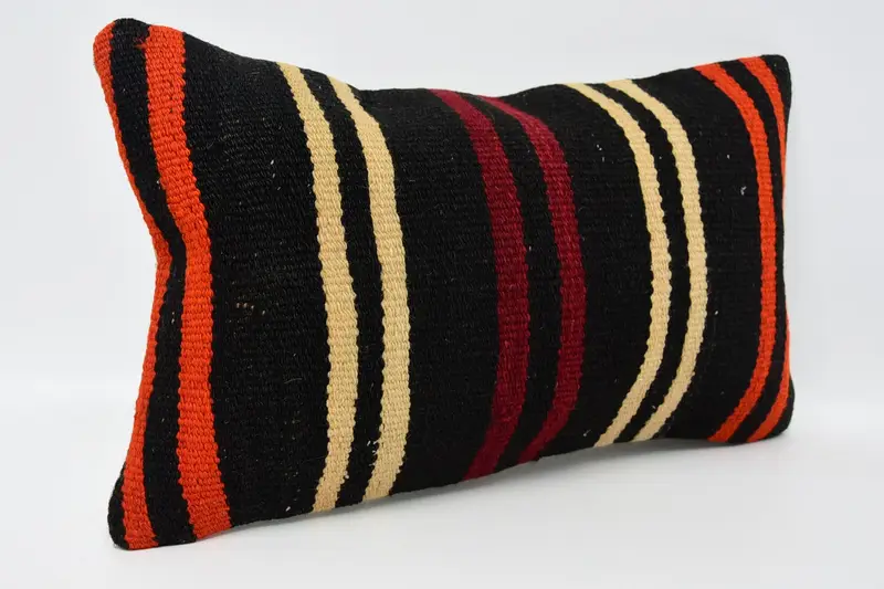 12x20 Black Pillow Cover, Boho Throw Cushion Cover, Turkish Kilim Pillow, Vintage Pillow, Cushion Case, Vintage Kilim Pillow, Couch Cushion Cover - 3
