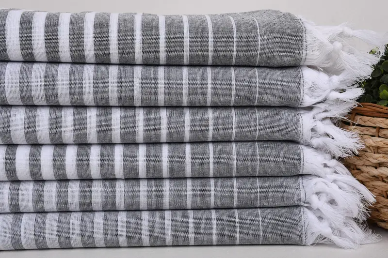 Custom Wedding Gift, Organic Towel, 70x40 Cotton Striped Towel, Fouta towel, Bride Gift, Absorbent towel, Organic cotton peshtemal for spa and beach - 2