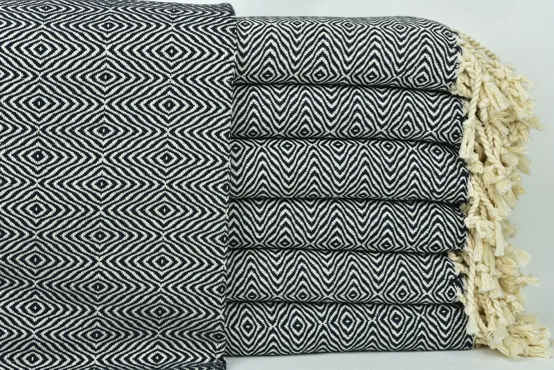 Organic towel, Scarf Towel, Bridesmaid Gifts, Organic Towel, 70x40 Cotton Zigzag Diamond Towel, Monogrammed Beach Towel, Wedding For Favor - 1