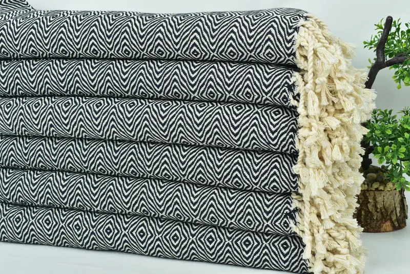 Organic towel, Scarf Towel, Bridesmaid Gifts, Organic Towel, 70x40 Cotton Zigzag Diamond Towel, Monogrammed Beach Towel, Wedding For Favor - 3
