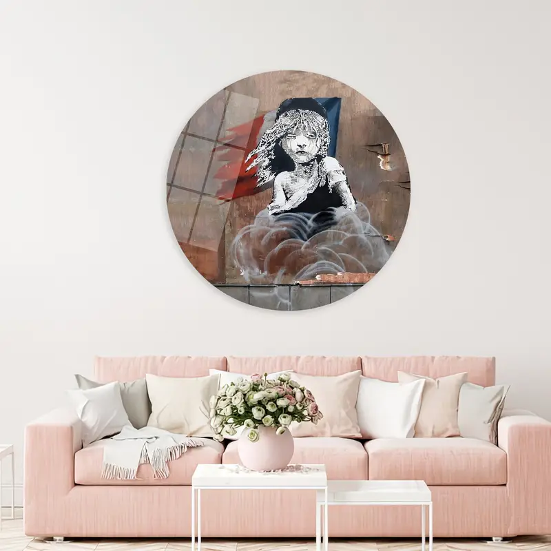 Trendy Banksy Tear Gas Graffiti Printed Canvas Art