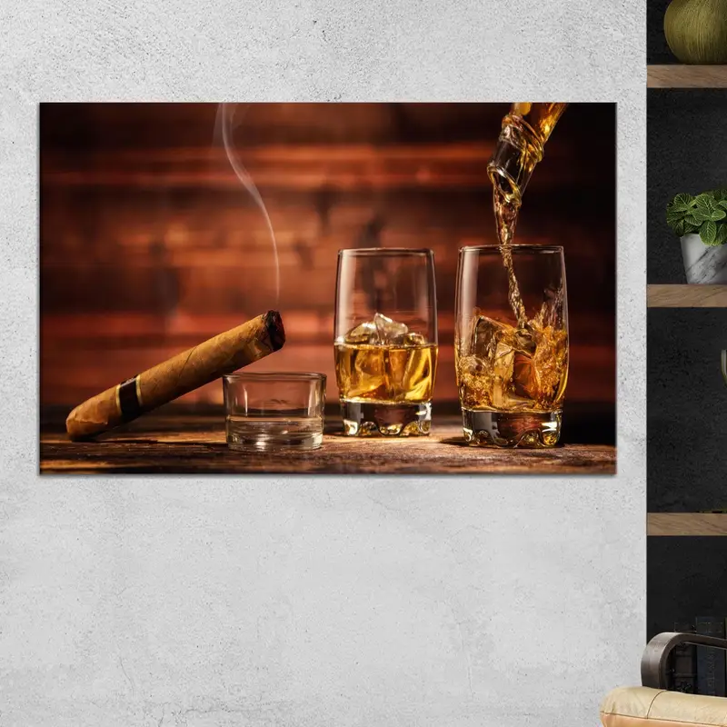 Eleganter Whisky-Leinwanddruck: Männerhöhlen-Dekoration und Geschenk für Ihn