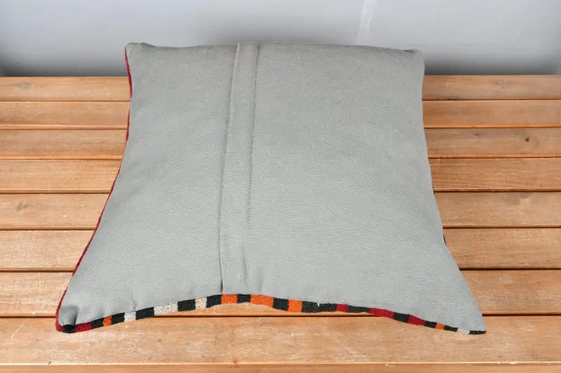 Customized Pillow, 18x18 Orange Pillow Case, Bed Cushion Case, Ikat Cushion Cover, Vintage Kilim Pillow, Kilim Cushion Sham, Cushion, Boho Pillow - 5