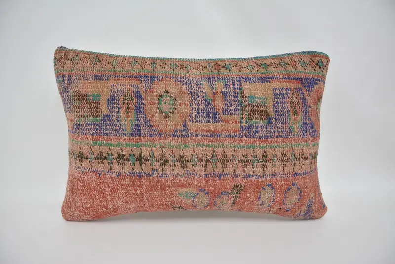 Interior Designer Pillow, Sofa Cushion Cover, Vintage Kilim Throw Pillow, 16x24 Red Cushion, Vintage Kilim Pillow, Cushion - 1