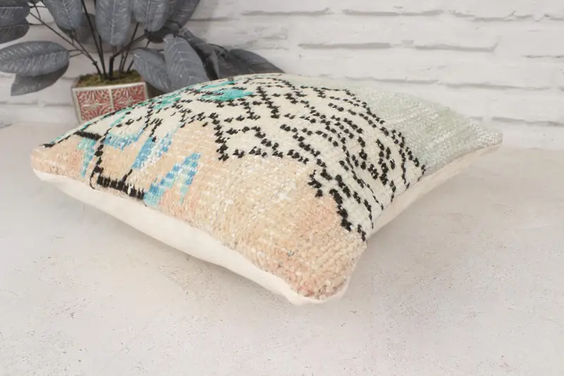 14x14 Beige Pillow Case, Throw Kilim Pillow, Pillow Cover, Accent Pillow Cover, Home Decor Pillow, Accent Throw Pillow Sham, Turkish Pillow - 6