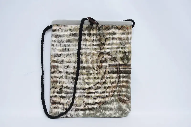 アールデコキリムバッグ、ヴィンテージモチーフのウールショルダーバッグ