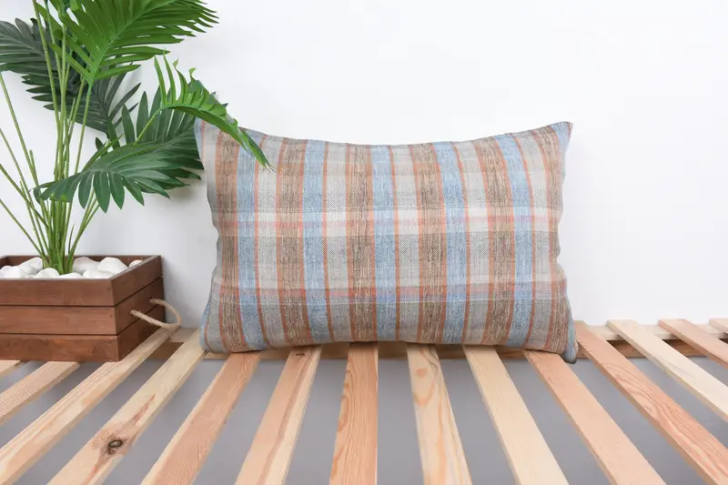 Handmade Kilim Cushion, Gift Pillow, Turkish Pillow, Couch Cushion Case, Kilim Rug Pillow, Pillow Cover, 16x24 Blue Pillow Cover, Chair Cushion Case - 1