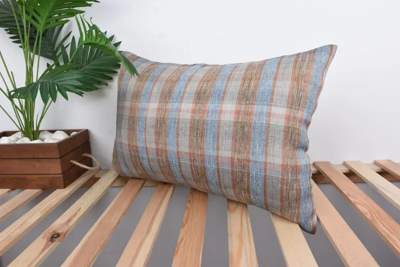 Handmade Kilim Cushion, Gift Pillow, Turkish Pillow, Couch Cushion Case, Kilim Rug Pillow, Pillow Cover, 16x24 Blue Pillow Cover, Chair Cushion Case - 5