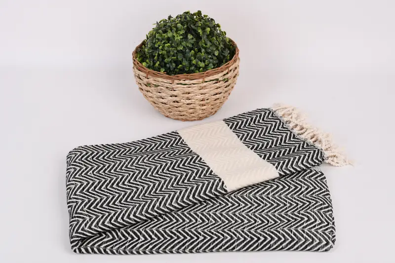 Quick-dry towel, Monogram Beach Towel, 70x40 Cotton Zig zag Towel, Turkish bath towel, Bridesmaid Gifts Personalized, Oversized Beach Towel - 4