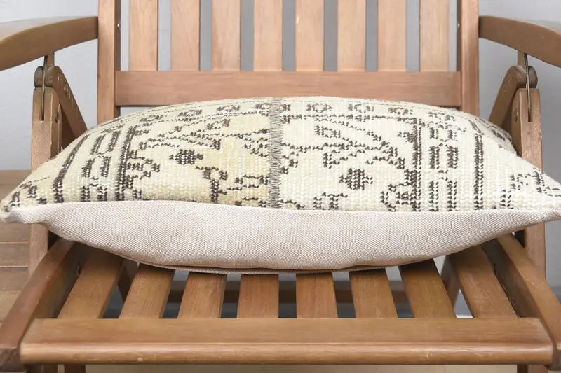 Ethnical Kilim Rug Pillow, 12x20 Beige Cushion Case, Cushion Case, Boho Chic Pillow Case, Floor Cushion, Custom Cushion, Gift Pillow, Vintage Pillow - 5