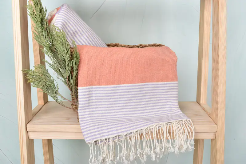 Engagement Gift, Bachelor Bachelorette Party Favors, Family Gift Basket, Large Turkish Towel, Bachelorette Party Gift, 68x40 Cotton Striped Towel - 4