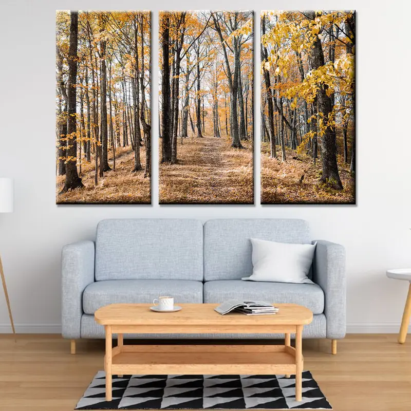 Herbstblätter Leinwand, Naturwaldwandkunst, Baumdekor -Wandkunst, gelbe Herbstblätter Leinwand, Wandkunst -Leinwand, Blätterplakat, Herbstwand, - 6