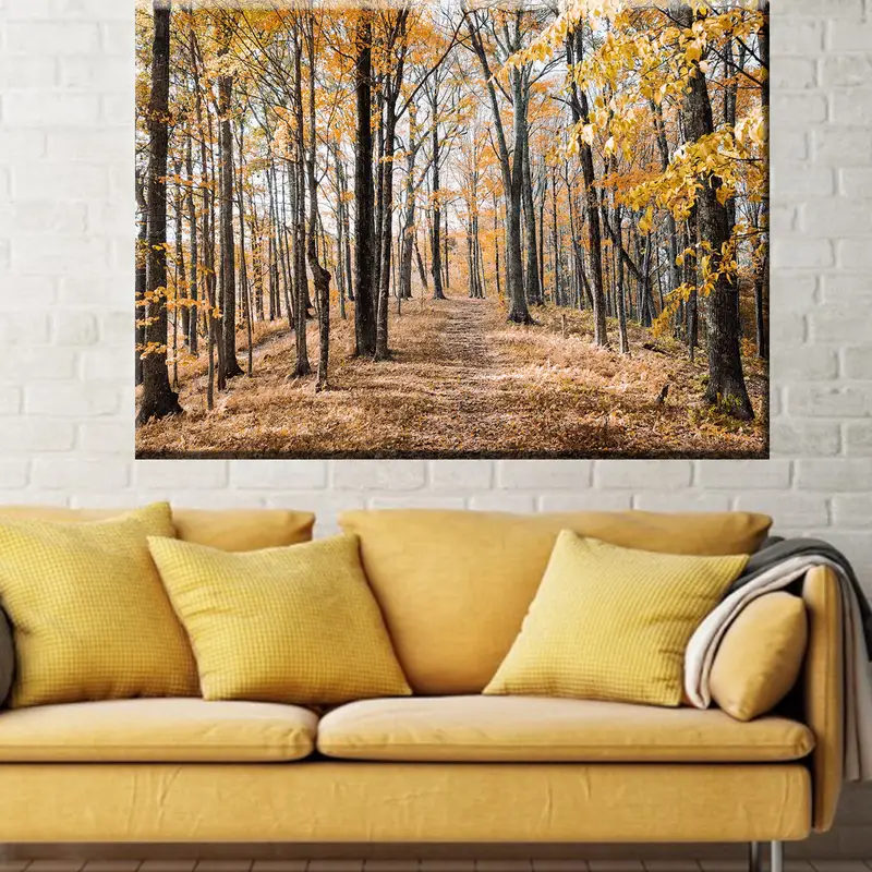 Herbstblätter Leinwand, Naturwaldwandkunst, Baumdekor -Wandkunst, gelbe Herbstblätter Leinwand, Wandkunst -Leinwand, Blätterplakat, Herbstwand, - 5